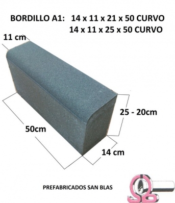 Bordillo bicapa A1  11x14x21x50 CURVO.